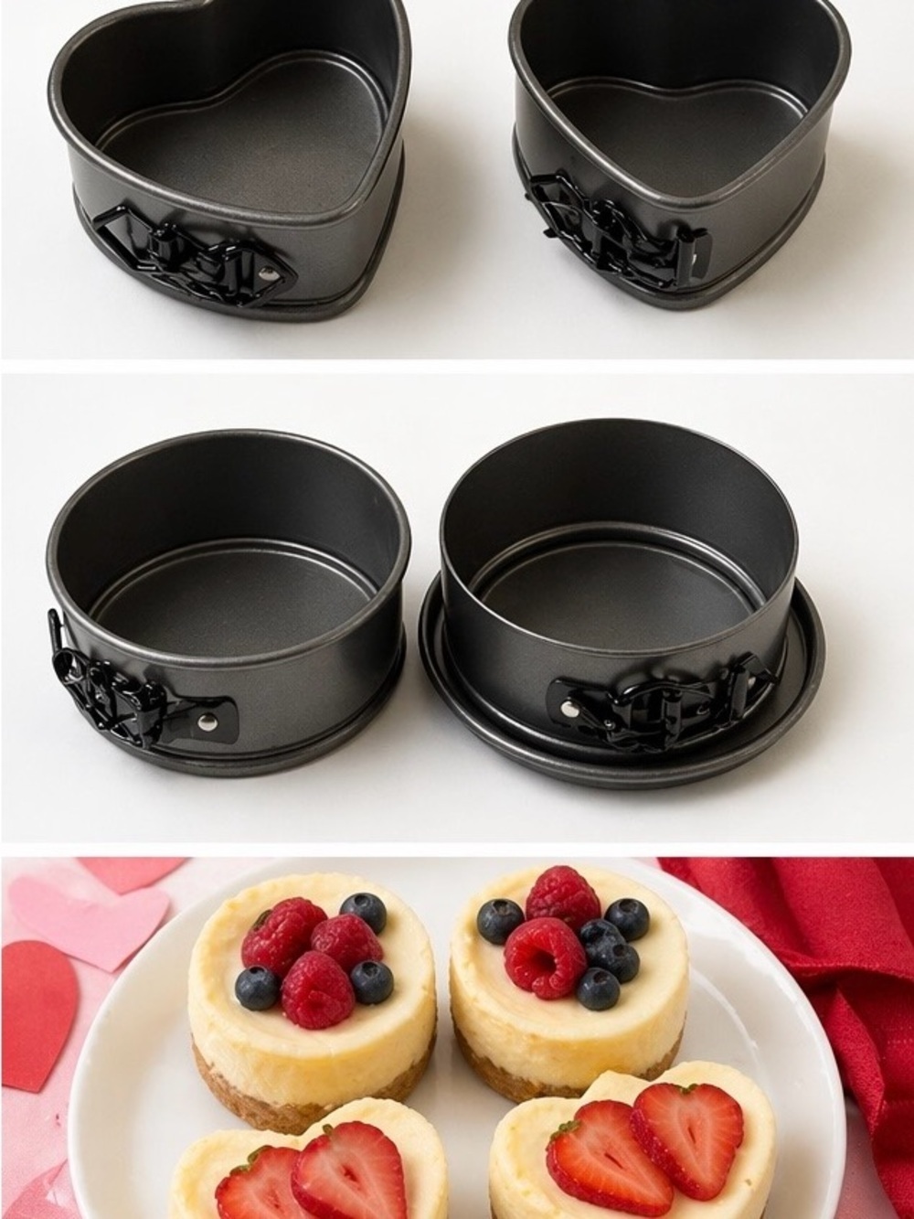 Non-Brand Heart & Round Springform Cake Pans Set in Dark Gray - 2-Pack